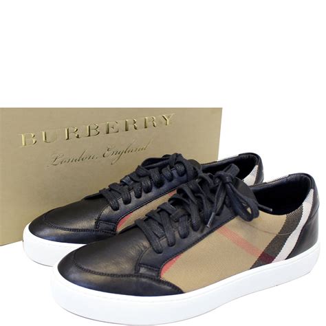 burberry salmond house check & leather sneakers|Burberry Salmond Check Leather Low.